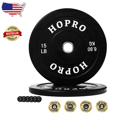 Durable Color-Coded 15 Lbs Rubber Bumper Plates with Steel Hub - Pairs Available