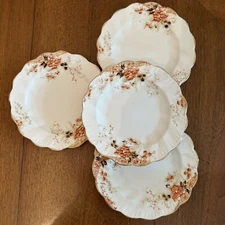 Antique Redfern & Drakeford Plates Handpainted Floral Gold Gilt England Set of 4