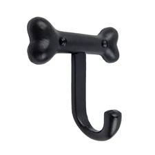 Dog Bone Leash Holder Hook Wall Mounted Cast Iron Coat Towel Key Hanger Black
