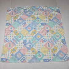 Flannel Baby Blanket Teddy Bears Blocks Circus Animals Pastel Vintage 80s 90s