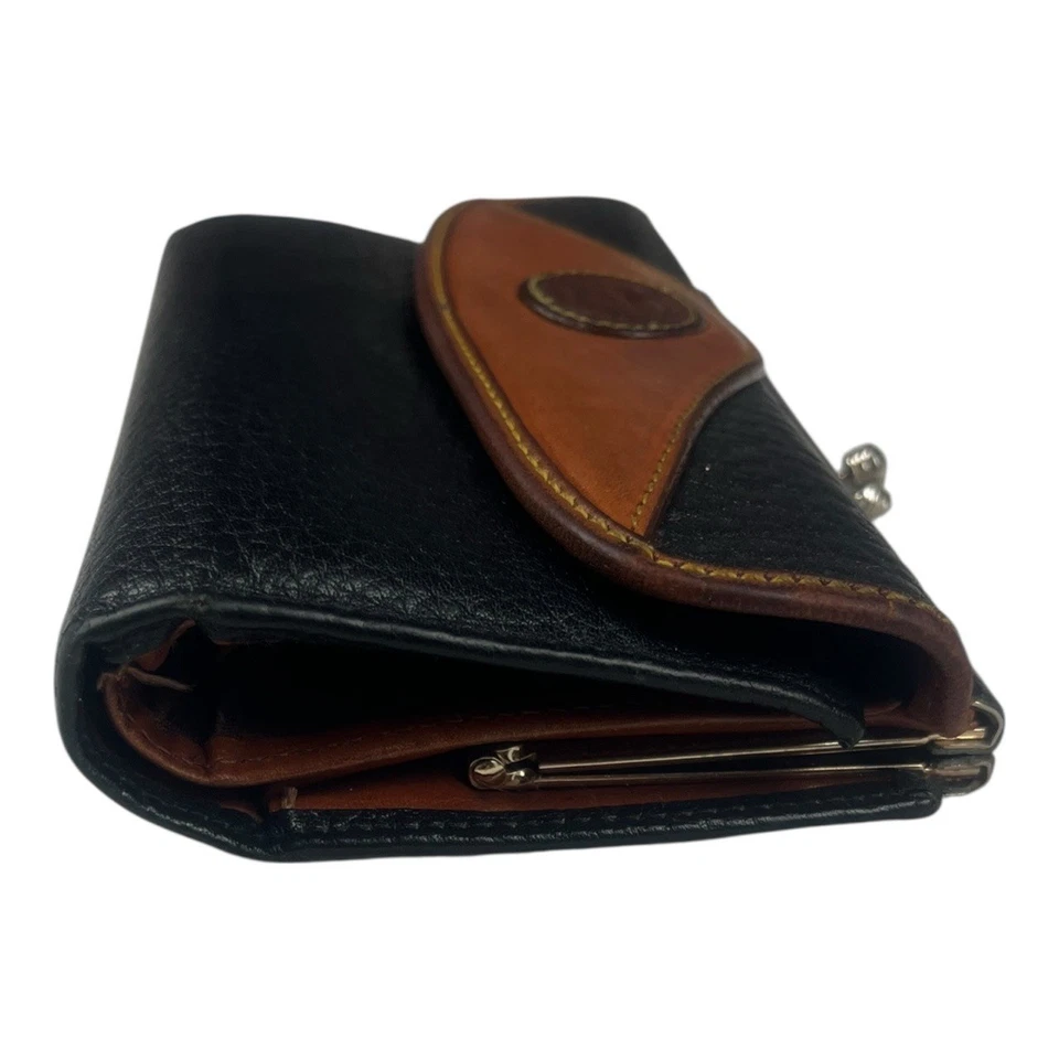 Cartera sin asas DOONEY & BOURKE azul marino tostado vintage Kiss-Lock doble pliegue clásico Foto 4 de 4