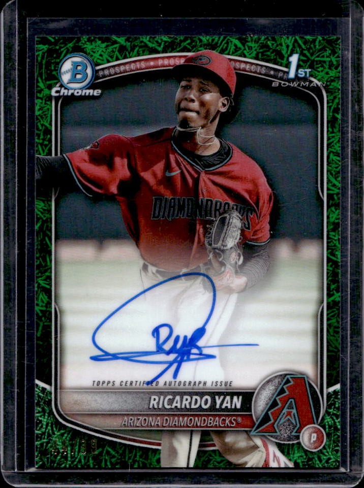 2025 Bowman Ricardo Yan Chrome Auto Green Grass Refractor 1st #/99