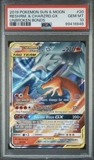 Pokémon PSA 10 Reshiram & Charizard GX 20 Unbroken Bonds Tag Team Nm M