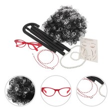 School Celebration Dress Set Cosplay Wig Prop Elderly Women's Wigs