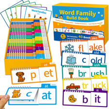 Phonics Flash Cards Word Family Build Book, 40 Read  Rhyme Flip Books, Learn to