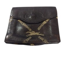Longchamp Coin Case Coin Purse Brown Genuine Leather Logo