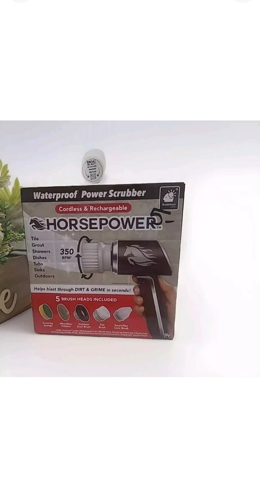 Horsepower Cordless Power Scrubber - Rechargeable Spinning Scrubber For Cleaning