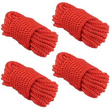 4 Pack 32 FT Red Soft Cotton Rope, 8mm Durable Thick Silk Style Multi-Purpose