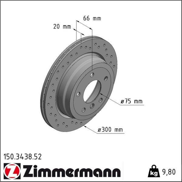 2X Zimmermann 150.3438.52 Bremsscheibe FüR Bmw 7 E65 E66 E67-image