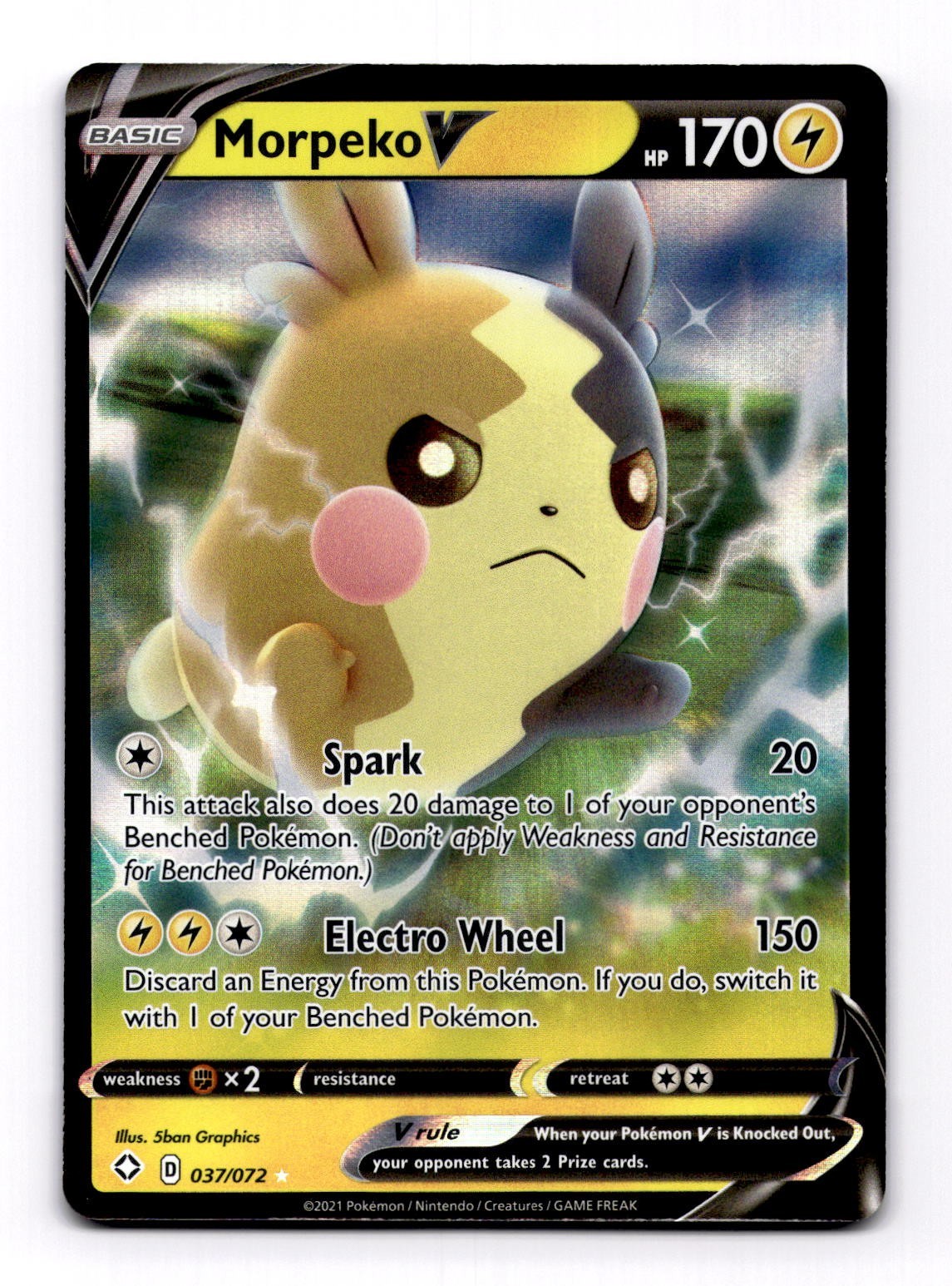 Pokemon TCG Card Shining Fates Morpeko V Full Art Holo 37/72 NM/Mint