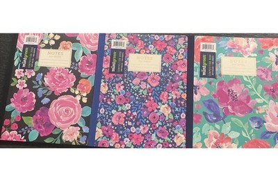 3 x DOT-RULED Mintgreen Floral Notes Composition 100-Sheet Note Book, mix-match