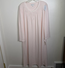 Miss Elaine Cuddleknit Women  s Pink Solid Round Neck 3/4 Sleeve Lace Gown M