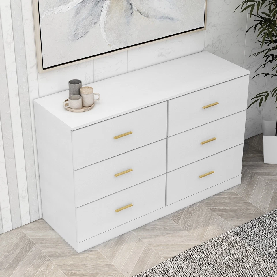 6-Drawer Dresser, Ample Storage Wide Chest of Drawers, Sturdy and Safe,White - Image 3 of 4