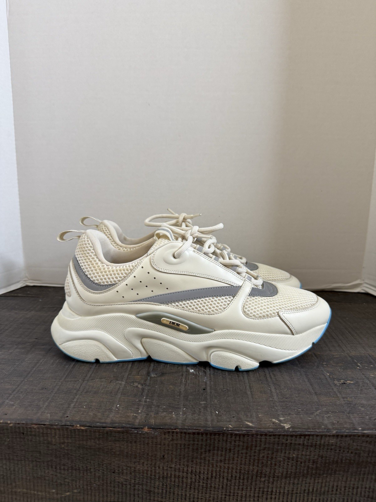 Dior B22 Cream Light Blue Sneakers Size 46 EU 13 US No insoles image 2