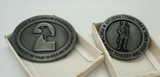 Two 2nd Amendment Pewter Belt Buckles Minuteman Right to Keep Bear Arms USA Made