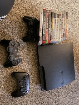 Sony PlayStation 3 Slim Console CECH-3001A with Controllers, Games, USB Cable