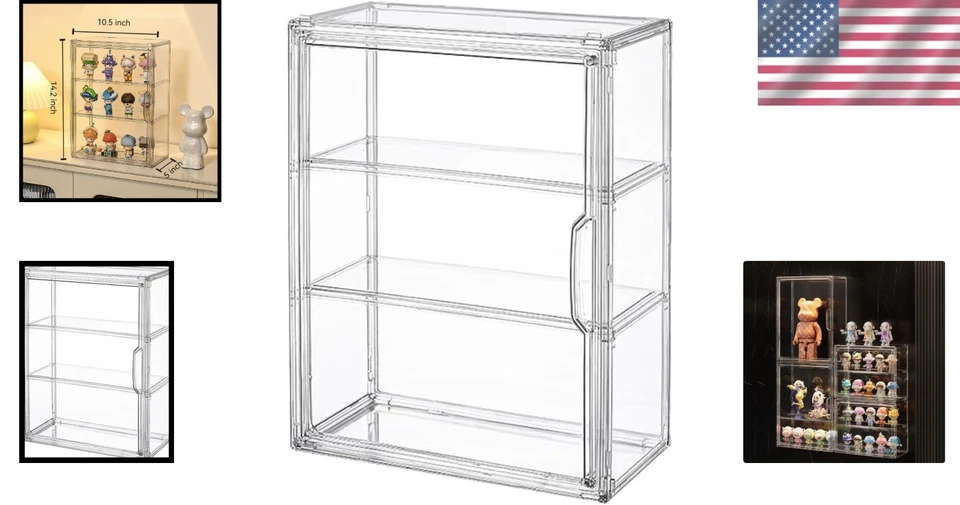 Acrylic Display Case 3 Tiers Wall-Mounted Dustproof Organizer for Collectibles - Image 2 of 4