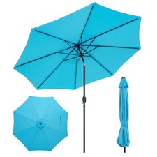 10FT Patio Umbrella Sunshade Market Steel Tilt with Crank Outdoor Garden Blue