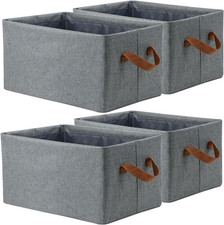 4 Pcs Fabric Storage Bins, Organization Baskets for Shelves, 15" Linen Closet Or