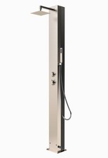 IDEAL Solardusche TRINIDAD mit Edelstahlfront Pooldusche Eichenwald Gartendusche