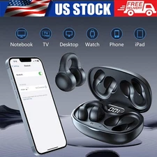 Open Ear Bone Conduction Headphones Bluetooth 5.3 Wireless Clip On Earbuds Gift