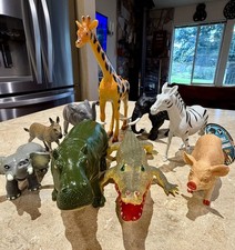 Zoo  Farm Animals Educational Toy Lot  9 Figures