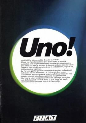 ▄▀▄ Brochure FIAT UNO (1983) Français ▄▀▄ - Photo 1/2