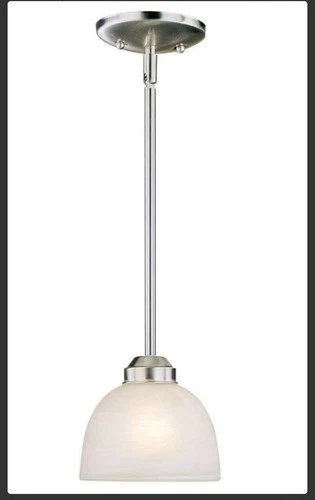 Lavery Paradox Brushed Nickel & Marble Glass 1 Light Pendant - Picture 2 of 2