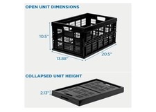 Collapsible Milk Crate 49 Liter Folding Storage Bin Stackable Work-It