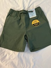 Cat  Jack Pull On Boy  s Shorts Quick Dry Dark Green Textured Stripe NWT S 6/7
