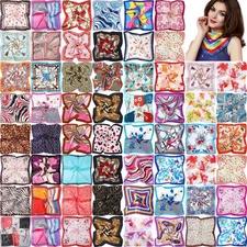 100 Pieces Women Head Scarves Bulk 19.69 Inch Satin Square Silk Feeling Hair ...