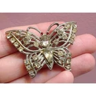 Vintage Silver Tone Rhinestone Butterfly Brooch costume jewelry 1960s pinup