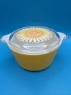 Vintage Pyrex 473 Yellow Sunflower Daisy Casserole Dish Bowl 1 Quart w Lid AS IS