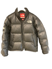  Supreme x The North Face Leather Nuptse Jacket FW17 - Black - Size Large