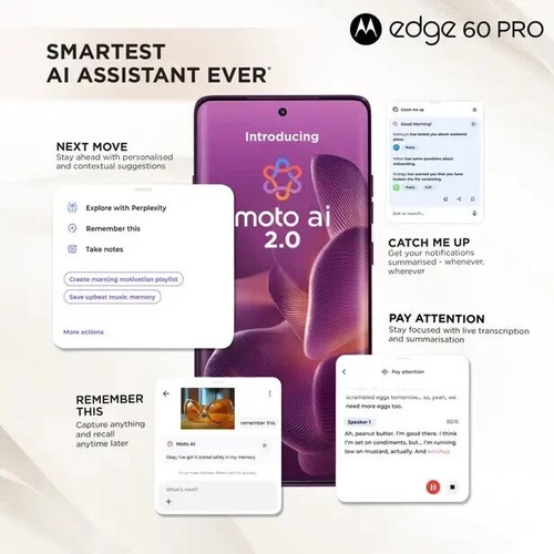 MOTOROLA Moto Edge 60 Pro 5G-Factory Unlocked-Global-8GB 256GB-Sparkling Grape - Picture 10 of 18