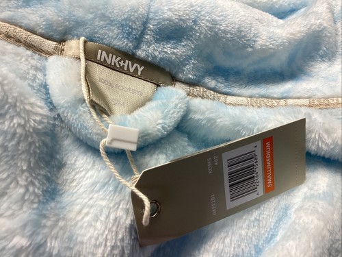 New Ink+Ivy Soft Roses Blue Robe Sherpa Trim Women’s Size S/M Tie Waist - Picture 19 of 23