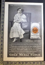 1912 GOLD MEDAL FLOUR HOUSEHOLD DECOR KITCHEN WASHBURN CROSBY FOOD ART AD 33725