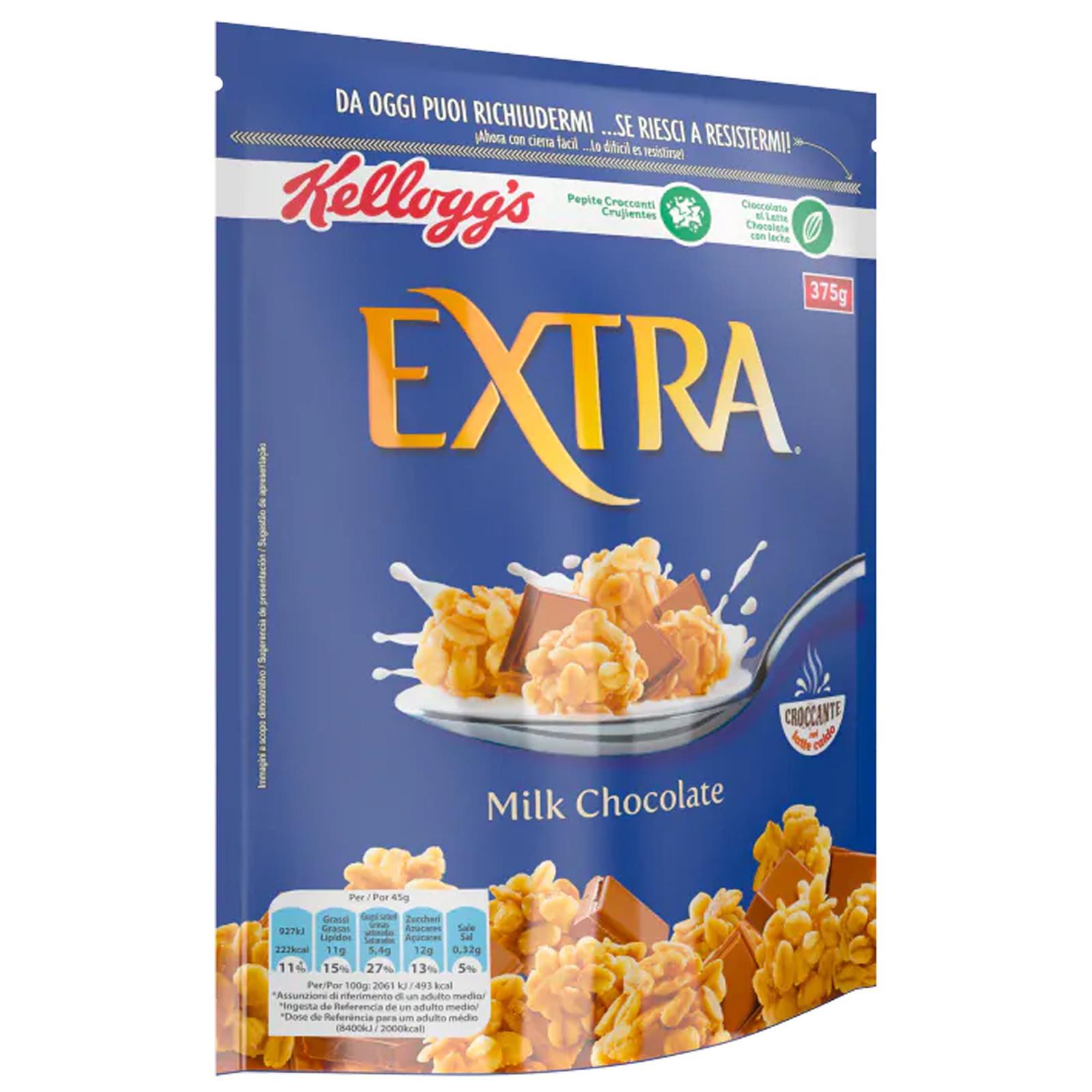 CEREALI KELLOGG'S EXTRA CIOCCOLATO AL LATTE 375 GR FRUMENTO MUESLI AVENA CHOCO