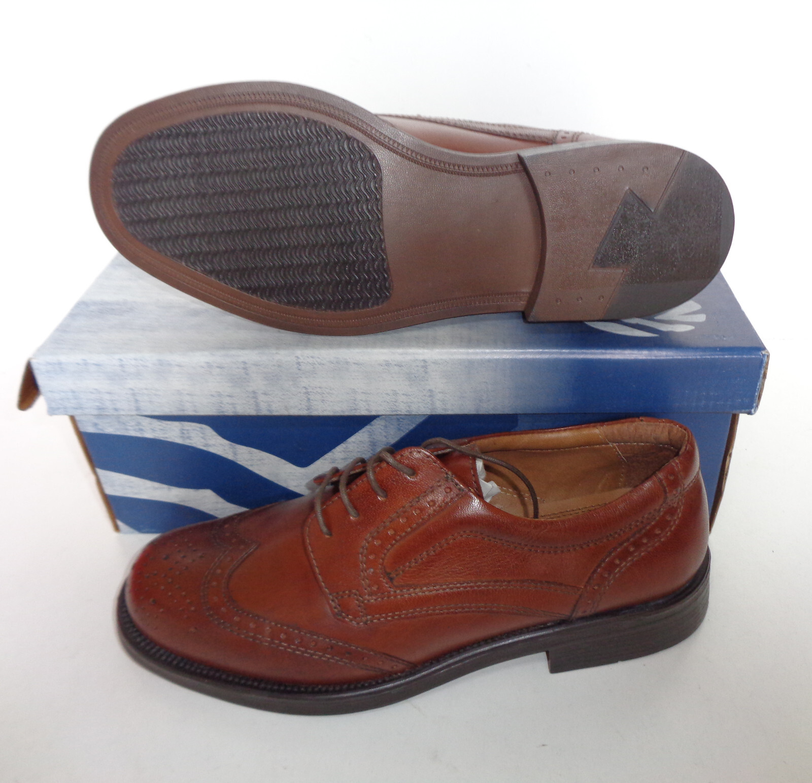 Oaktrak Mens Tan Leather Shoes Brogues 