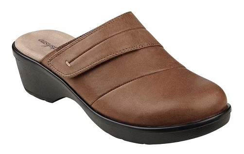 Easy Spirit Pallen clogs mules leather natural tan adjustable sz 9.5 Med NEW