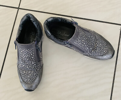 Schuhe Sneaker Freizeit Damen Gr 37 silber / Grau Strass Glitzer
