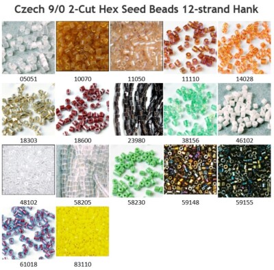 Czech 9/0 2cut Preciosa Hex Glass Seed Beads