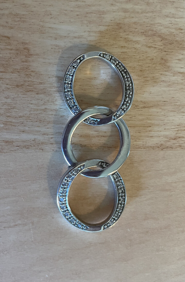 Sterling Silver Triple Interlocking Ring Circle P… - image 2