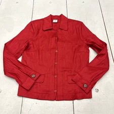 Cabi Red Padded Shoulder Long Sleeve Button-Up Women's Size Medium