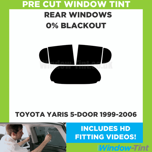 Per Toyota Yaris 5-door 1999-2006 Pre Taglio Pellicola Finestrini Post. 0% Buio - Picture 1 of 10