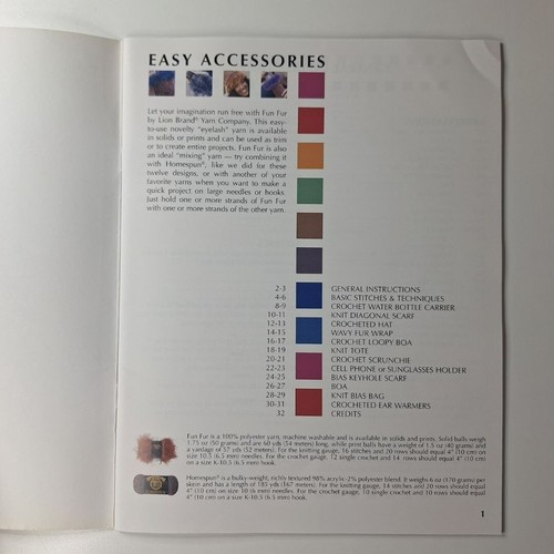 Easy Accessories Crochet Pattern Book Fun Fur Hat Scarf Bag Purse Vintage Steps - Picture 3 of 7