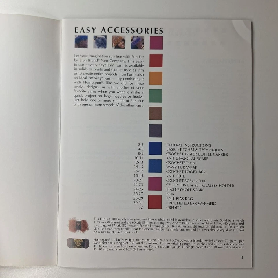 Easy Accessories Crochet Pattern Book Fun Fur Hat Scarf Bag Purse Vintage Steps - Image 3 of 4