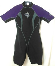 Jobe Wetsuit Spring Shorty Women s 9/10 Black Purple Power Stretch EUC