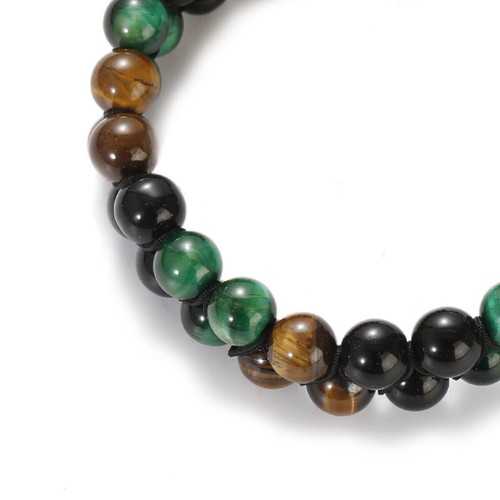 Men Triple Protection Bracelet Blue Evil Eye Natural Tiger's Eye Stone Bracelet - Picture 54 of 114