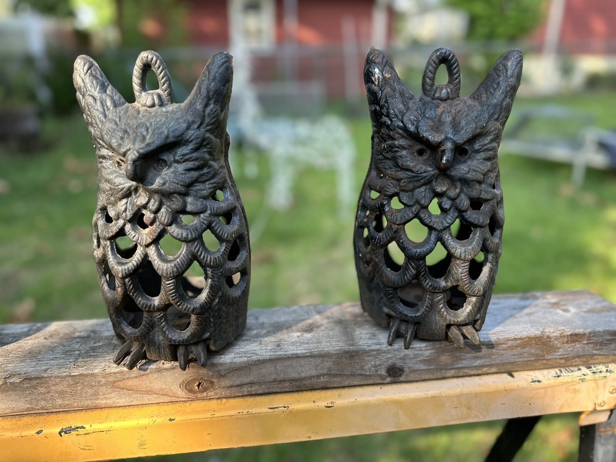 Rare Vintage Japanese Antique Cast Iron Owl. Home Decor 7.5